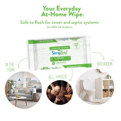 Simpleaf Flushable Wet Wipes | Eco- Friendly, Paraben & Alcohol Free | Hypoallergenic & Safe for Sensitive Skin | Soothing Aloe Vera & Vitamin E Formula | (50-Count) 1 Pack