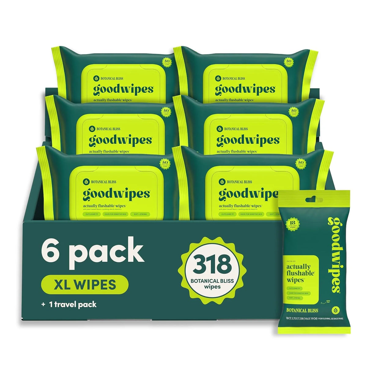 goodwipes Flushable Wipes (6 Pack) (50 Count (Pack of 6), Botanical Bliss)
