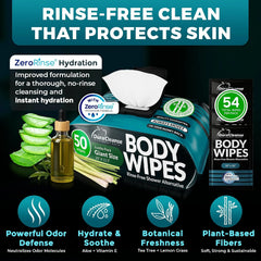 Bulk Body Wipes for Men - Max Clean - No Rinse Shower Wipes - 200 Ct (4pk)