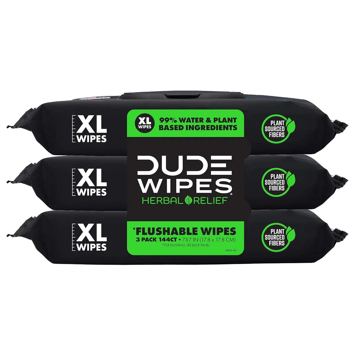 DUDE Wipes Herbal Relief Adult Flushable Wet Wipes, Witch Hazel, 144 Count