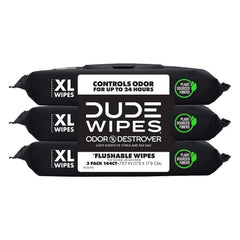 DUDE Wipes Odor Destroyer Adult Flushable Wet Wipes, Deodorizing, 144 Count