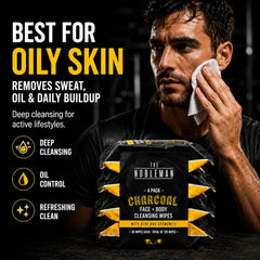 Men's Charcoal Face + Body Cleansing Wipes - 4 Pack (120ct)