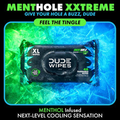 DUDE Wipes MentHOLE XXtreme Adult Flushable Wet Wipes, Cooling, 144 Count
