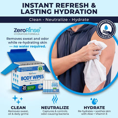 XL Travel Body Wipes - No Rinse Bath Wipes for Adults, Extra Moist - 20 Ct