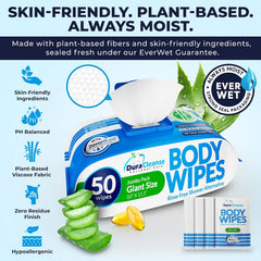 XL Body Wipes Bulk Case - No Rinse Shower Wipes for Adults - 600 Ct 12-Pack