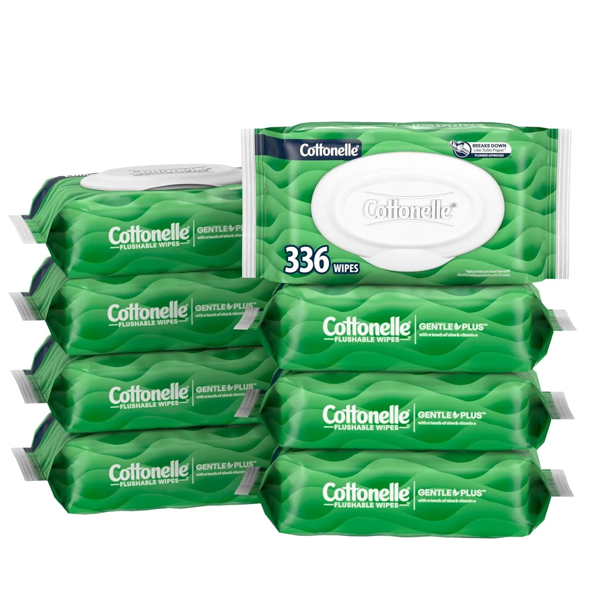 Cottonelle GentlePlus Flushable Wipes, 8 Packs, 42 Wipes per Pack