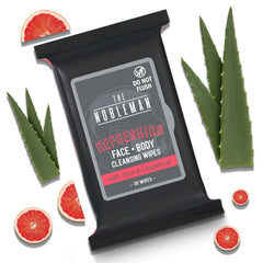 The Nobleman Mens Refreshing Face & Body Cleansing Wipes  C Aloe Vera & Grapefruit Cleansing Cloths for Gym, Travel, Sweat Removal, Post Workout Freshness, Active Hygiene Care & Camping, 30 Ct