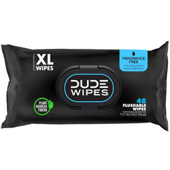 DUDE Wipes Unscented Adult Flushable Wet Wipes, Sensitive Skin, 48 Count