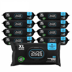 DUDE Wipe XL Flushable Wipes, Fragrance Free, 50 Count, Pack of 8