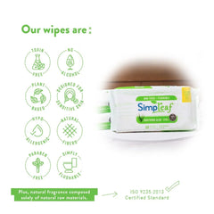 Simpleaf Flushable Wet Wipes | Eco- Friendly, Paraben & Alcohol Free | Hypoallergenic & Safe for Sensitive Skin | Soothing Aloe Vera & Vitamin E Formula | (50-Count) 1 Pack