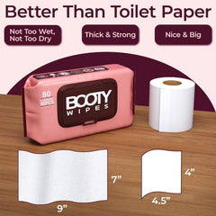 BOOTY WIPES Feminine Flushable Wipes Wome, 320 Count (4 Packs of 80) Wet Wipes for Adults, pH Balanced with Aloe and Vitamin E, Gentle Cleansing Female Toilet Wipes for Sensitive Skin
