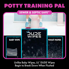 LiL' DUDE Wipes Flushable Potty Training Water Wipes, Bubble Bum, 84 Count