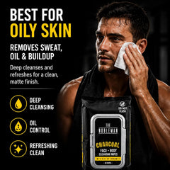 The Nobleman Charcoal Deep Detoxifying Face + Body Cleansing Wipes for Men