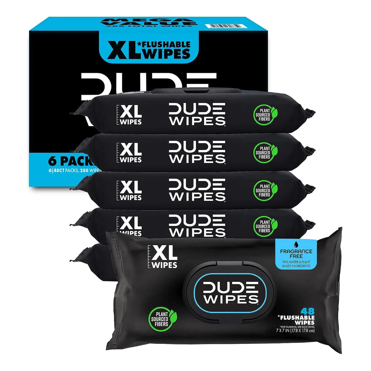 DUDE Wipes Unscented Adult Flushable Wet Wipes, Sensitive Skin, 288 Count