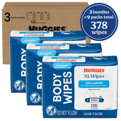 Huggies Extra Large Unscented Wipes, 9 Flip-Top Packs, 378 Count