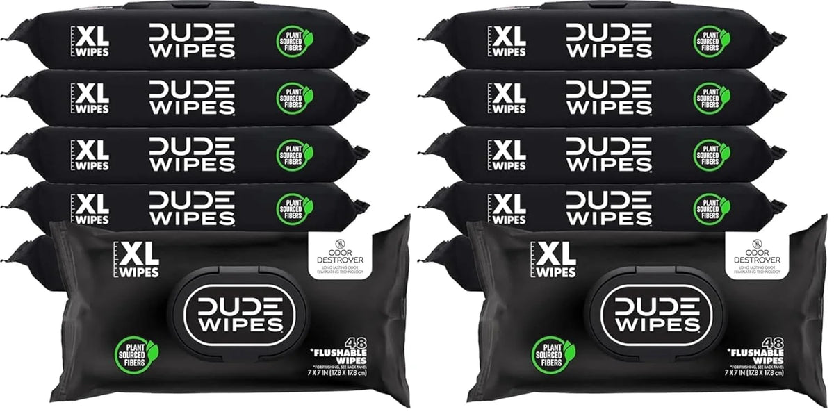 DUDE Wipes Odor Destroyer Adult Flushable Wet Wipes, Deodorizing, 576 Count